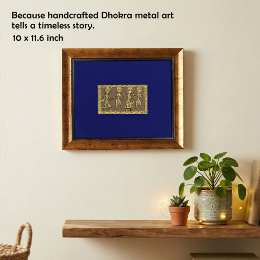 Dhokra Wall Art | Four Tribal Figures in Procession |10×11.6 inch