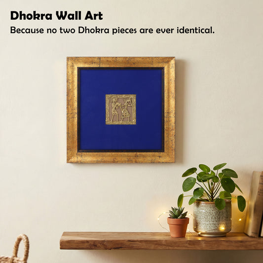 Dhokra Wall Art | Handcrafted Brass Tribal Figures | 9.5×9.5 inch