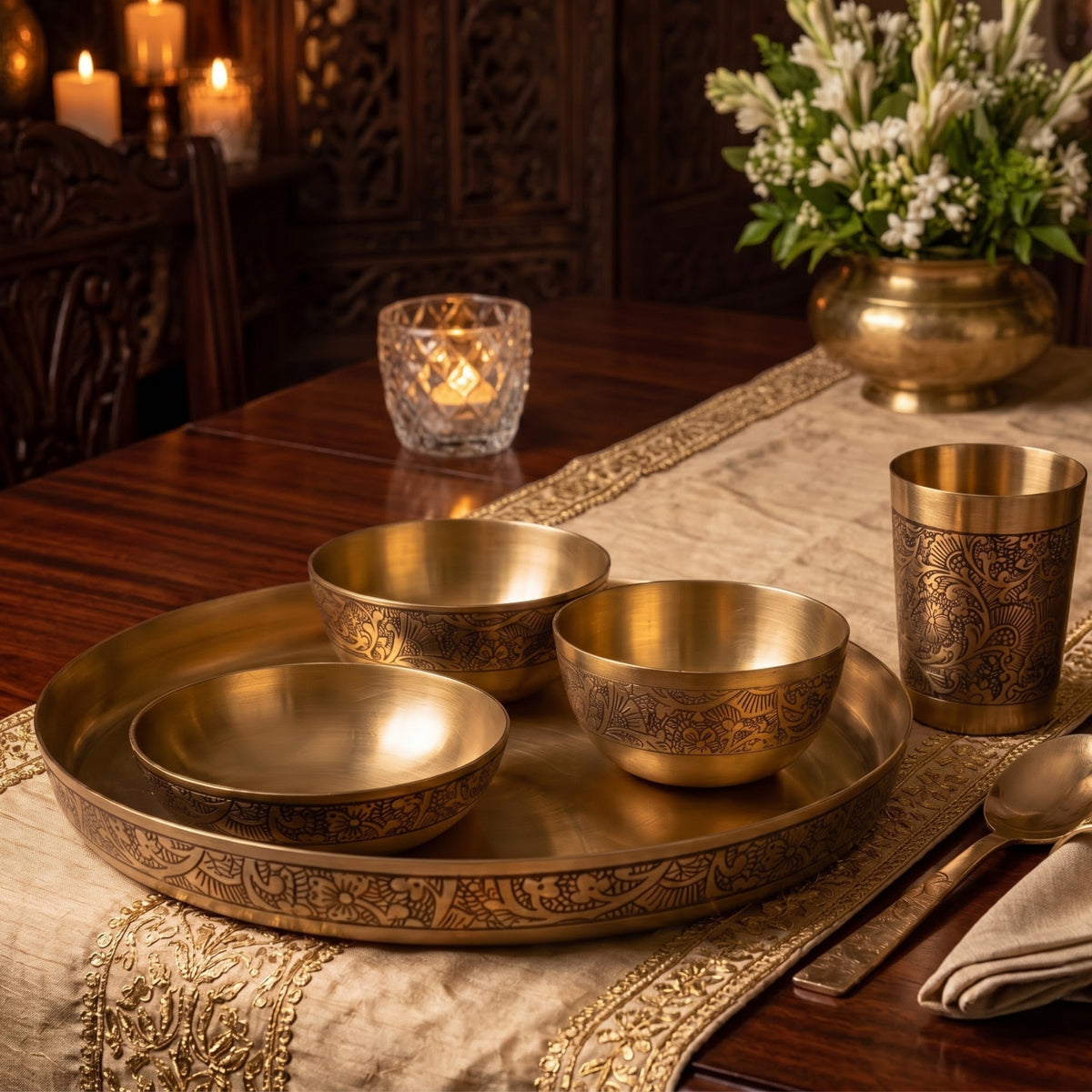 Casa Brass Thali Set