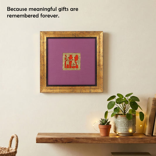 Dhokra Wall Art | Handcrafted Brass Tribal Figures | 9.5×9.5 inch