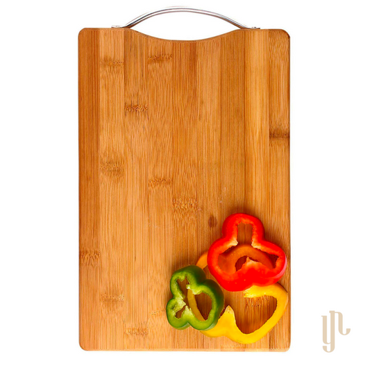 Wooden Cutting Board with Steel Handle