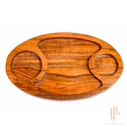 Wooden Serving Platter with Dip