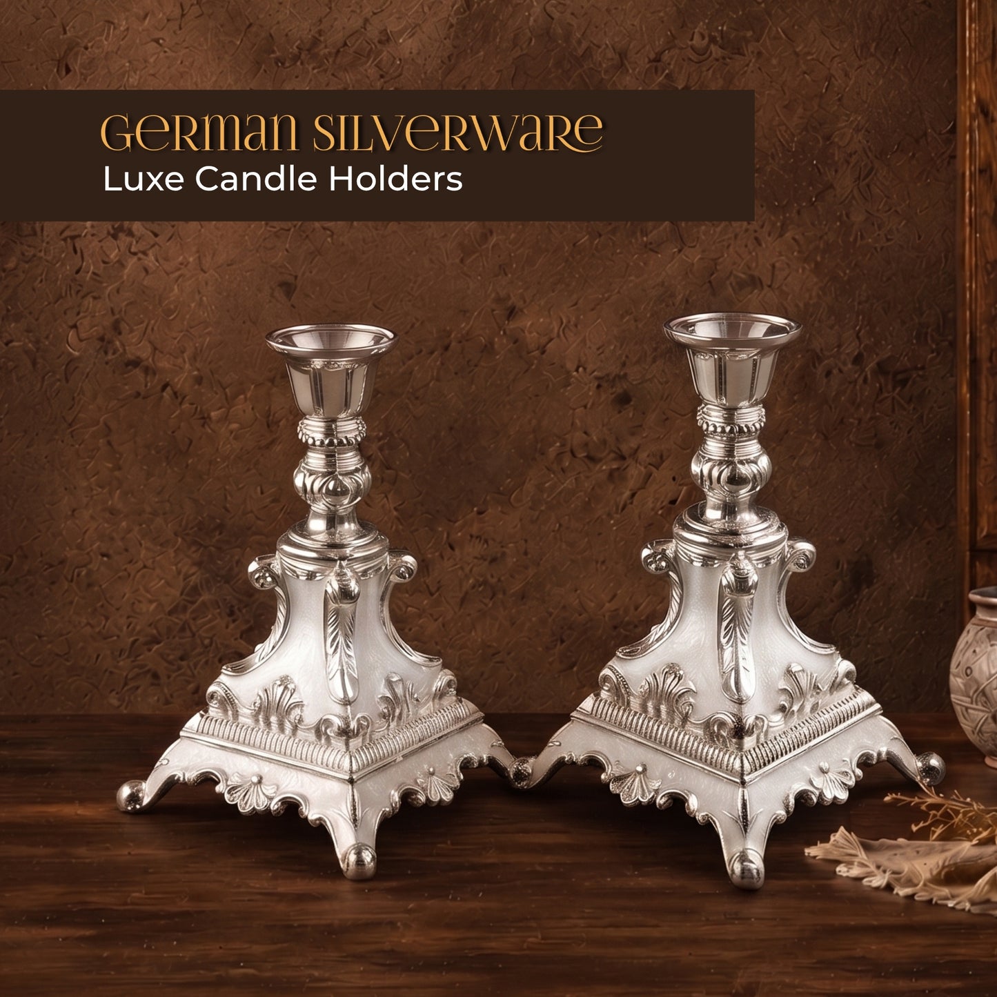 German Silverware Luxe Candle Holders