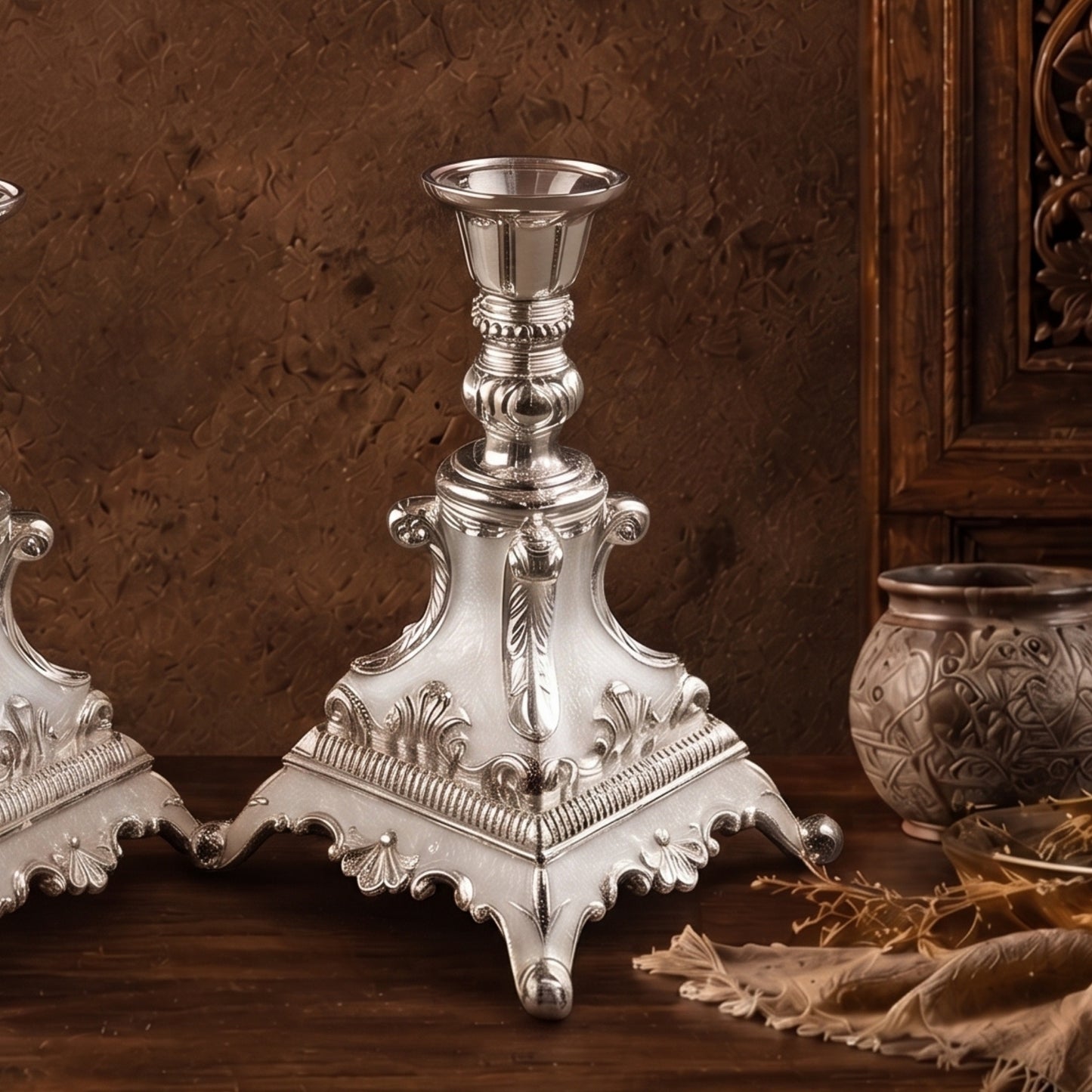German Silverware Luxe Candle Holders