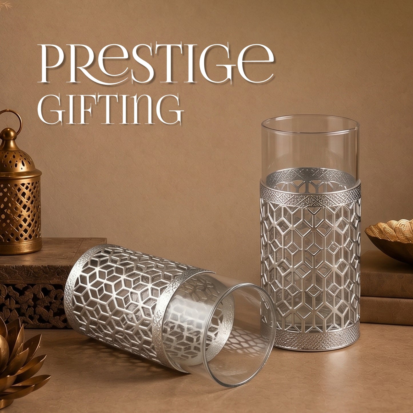 Elegant German Silver Glass Set for Festive Dining (Set of 4)