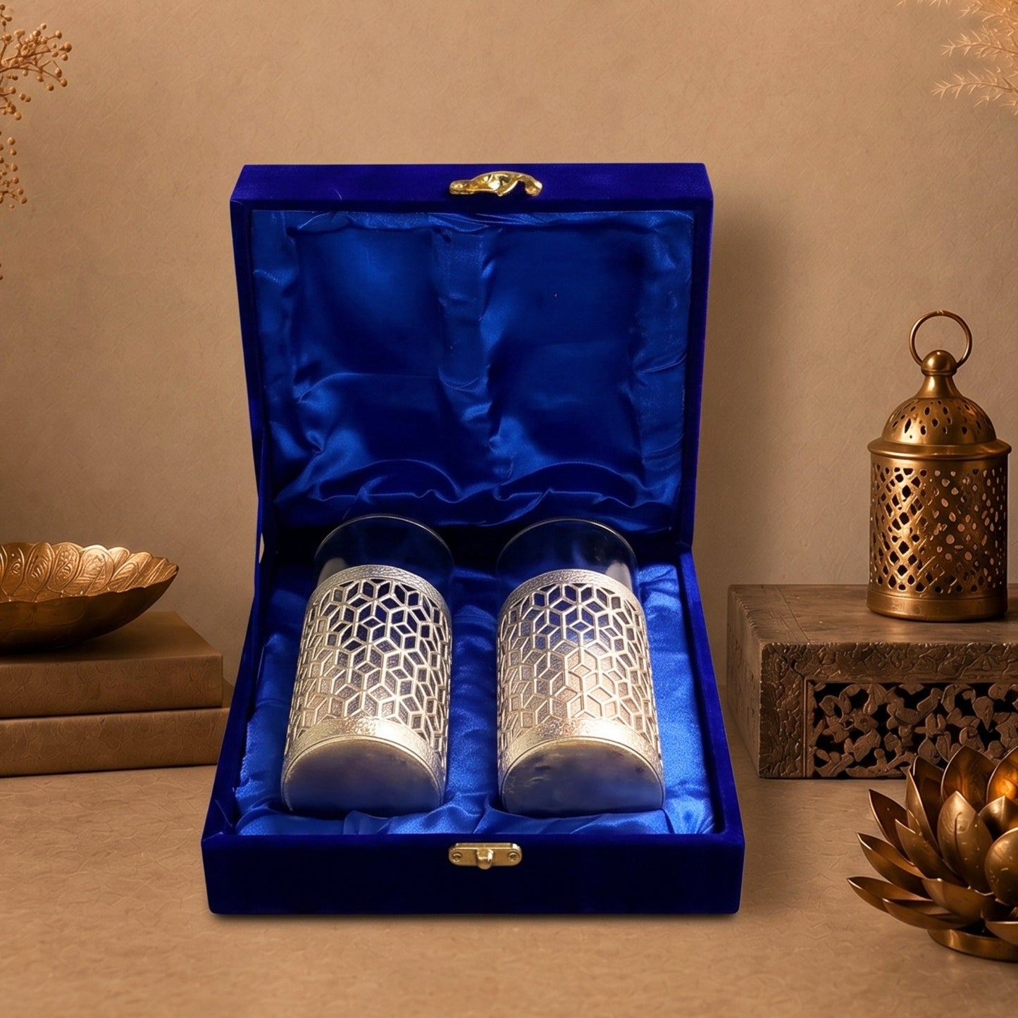 Elegant German Silver Glass Set for Festive Dining (Set of 4)