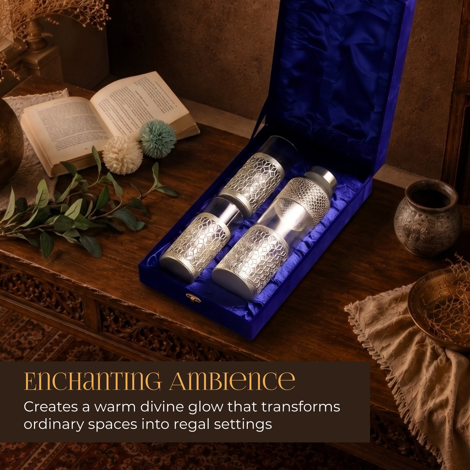 German Silverware Bottle Glass Set - handcrafted decor by Yura Designs