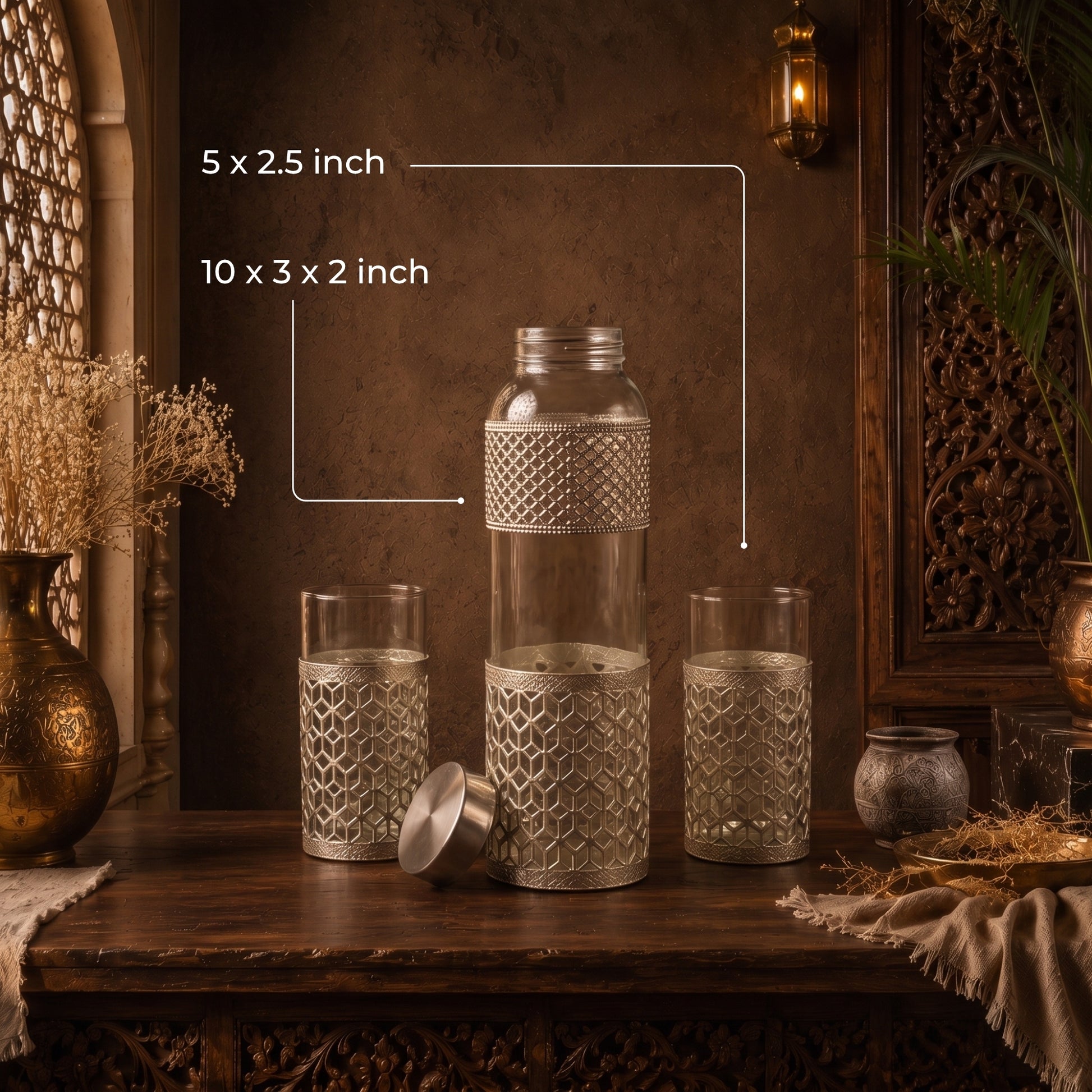 German Silverware Bottle Glass Set - handcrafted decor by Yura Designs