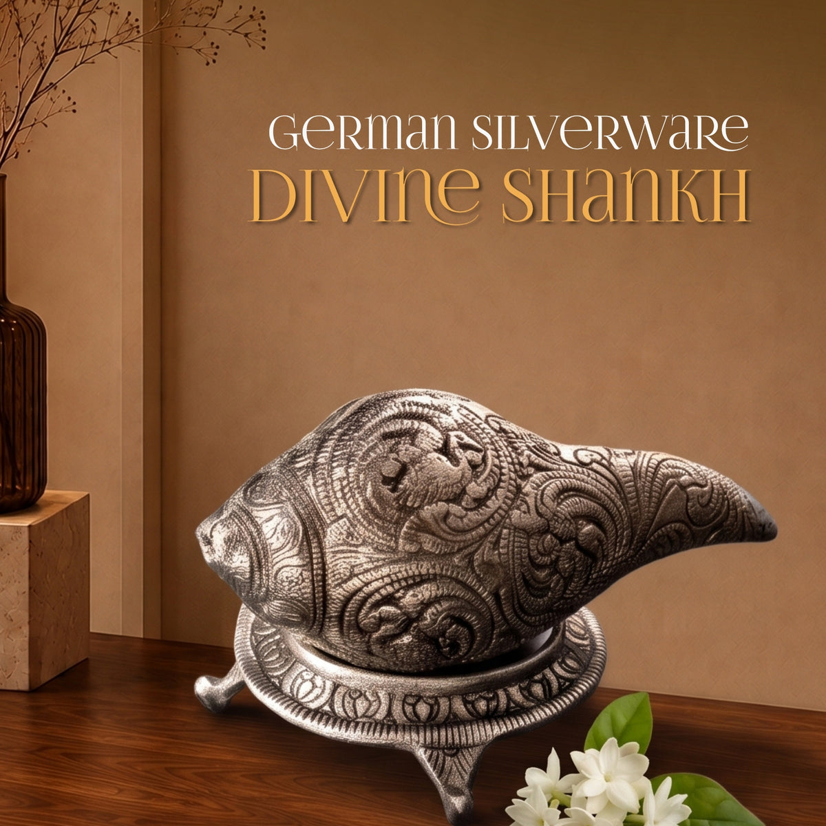 German Silverware Divine Shankh - handcrafted decor by Yura Designs