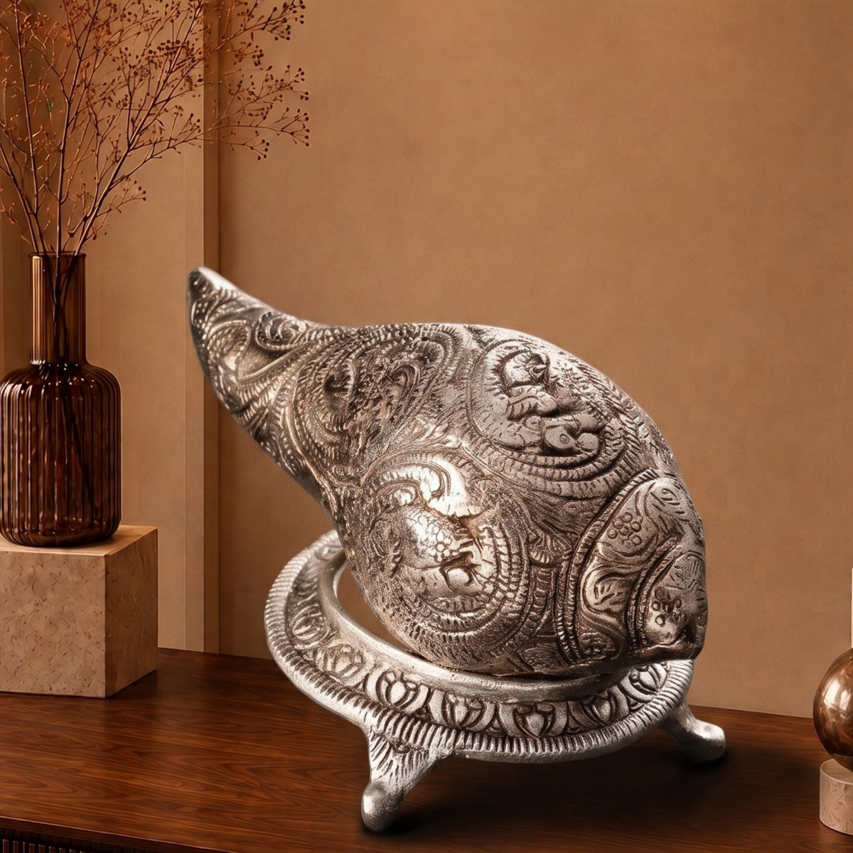 German Silverware Divine Shankh - handcrafted decor by Yura Designs