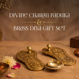Divine Charan Paduka & Brass Diya Gift Set