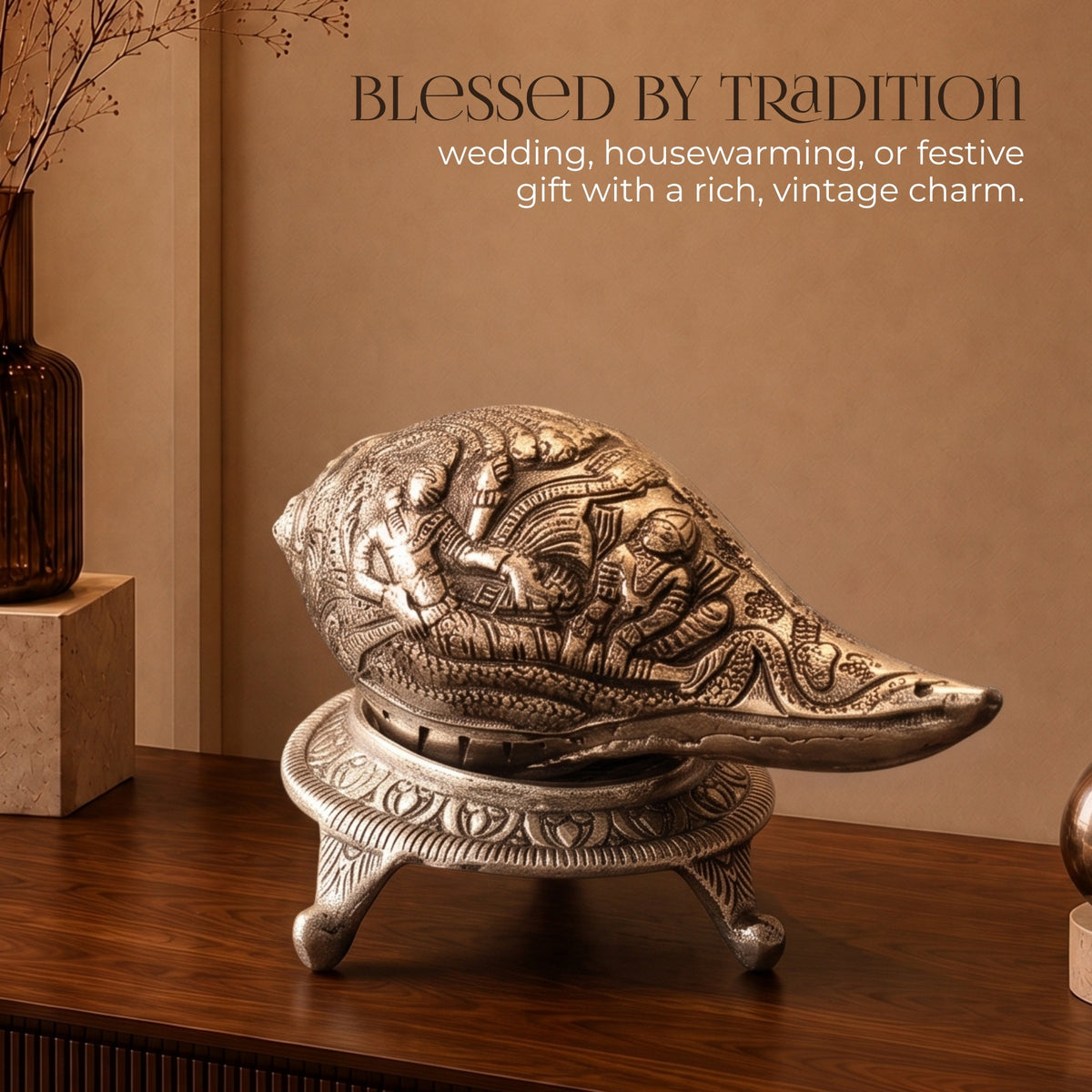 German Silverware Divine Shankh - handcrafted decor by Yura Designs