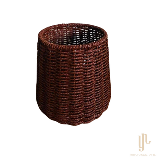 Handmade Twisted Jute Rope Planter in Brown