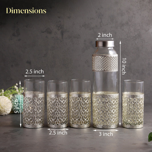 German Silverware Bottle & Glass Set