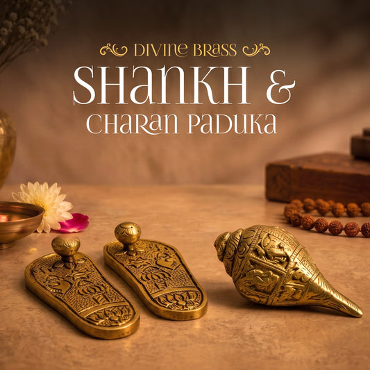 Divine Brass Shankh & Charan Paduka