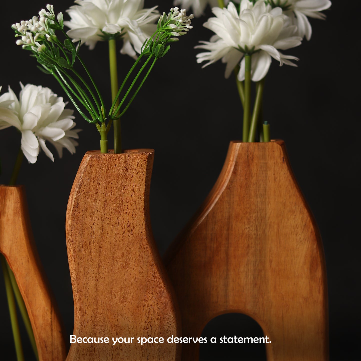 Formscape Wooden Vases – Set of 3 Handcarved Wood Vases