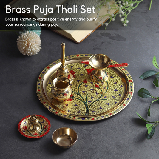 Brass Puja Thali Set - Traditional Grandeur for Every Celebration