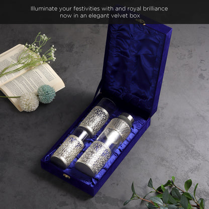 German Silverware Bottle & Glass Set
