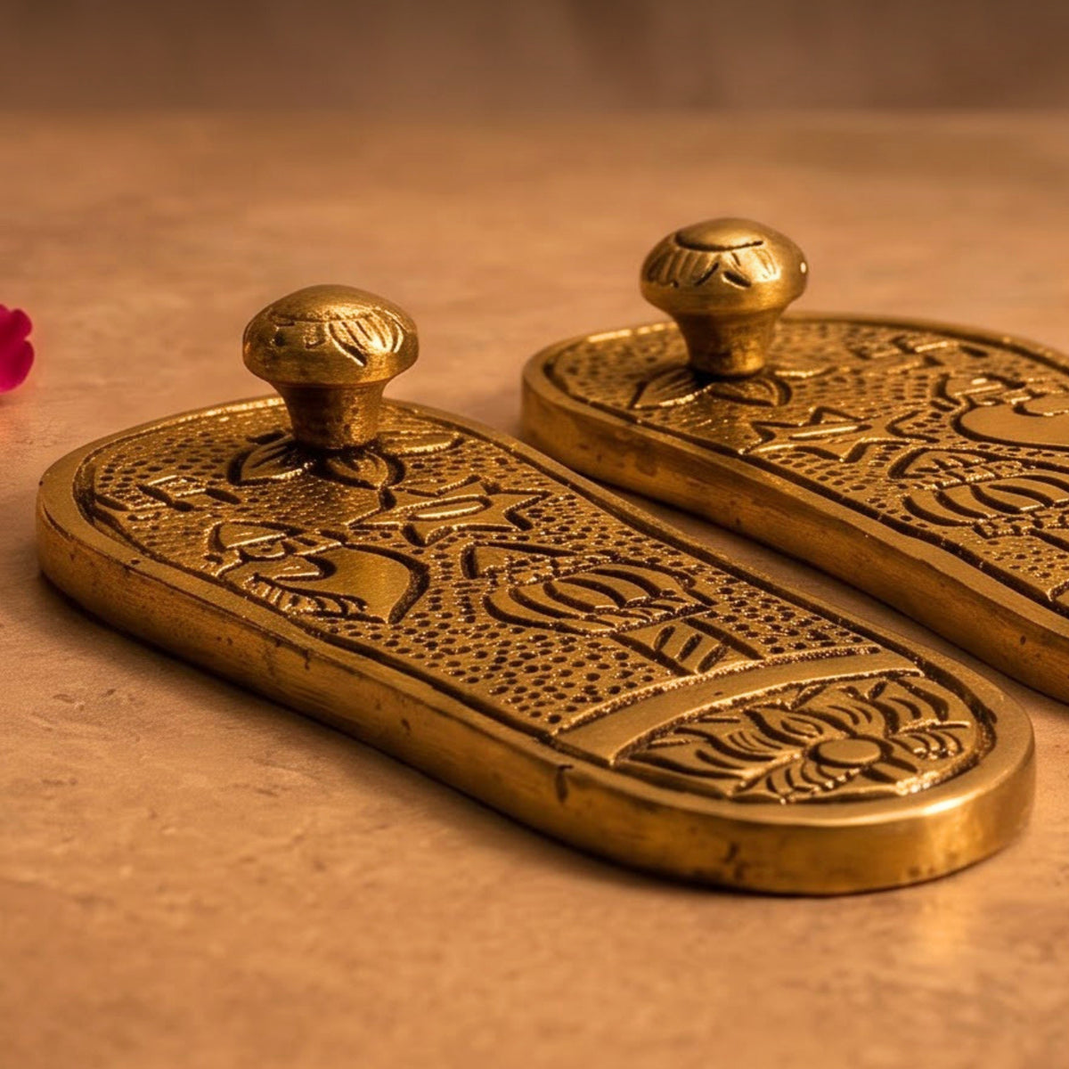 Divine Brass Shankh & Charan Paduka