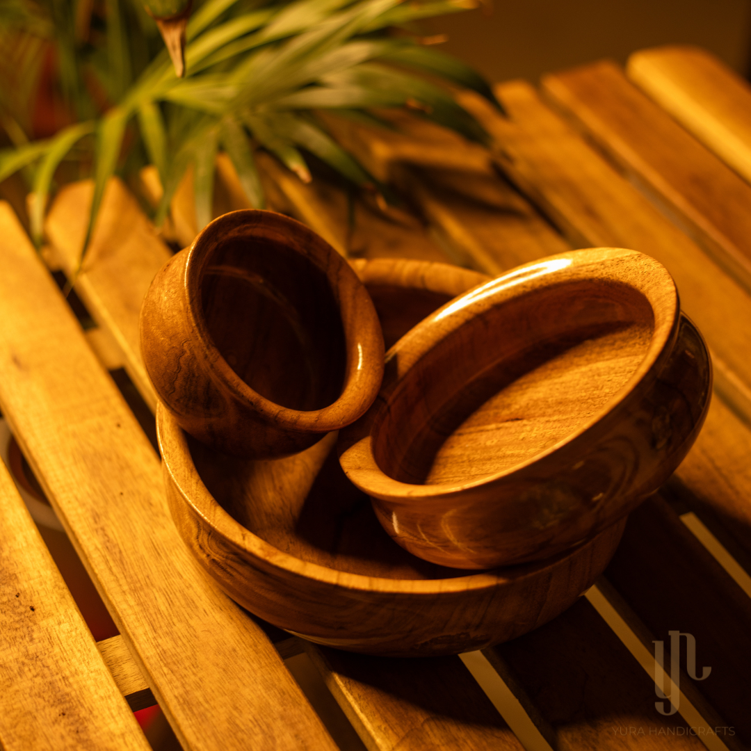 Multipurpose Wooden Serving Bowls (Set of 3)