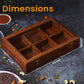 Rectangular Wooden Dry Fruits and Spice Box with 6 Containers