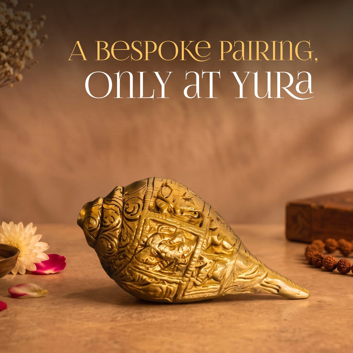 Divine Brass Shankh & Charan Paduka