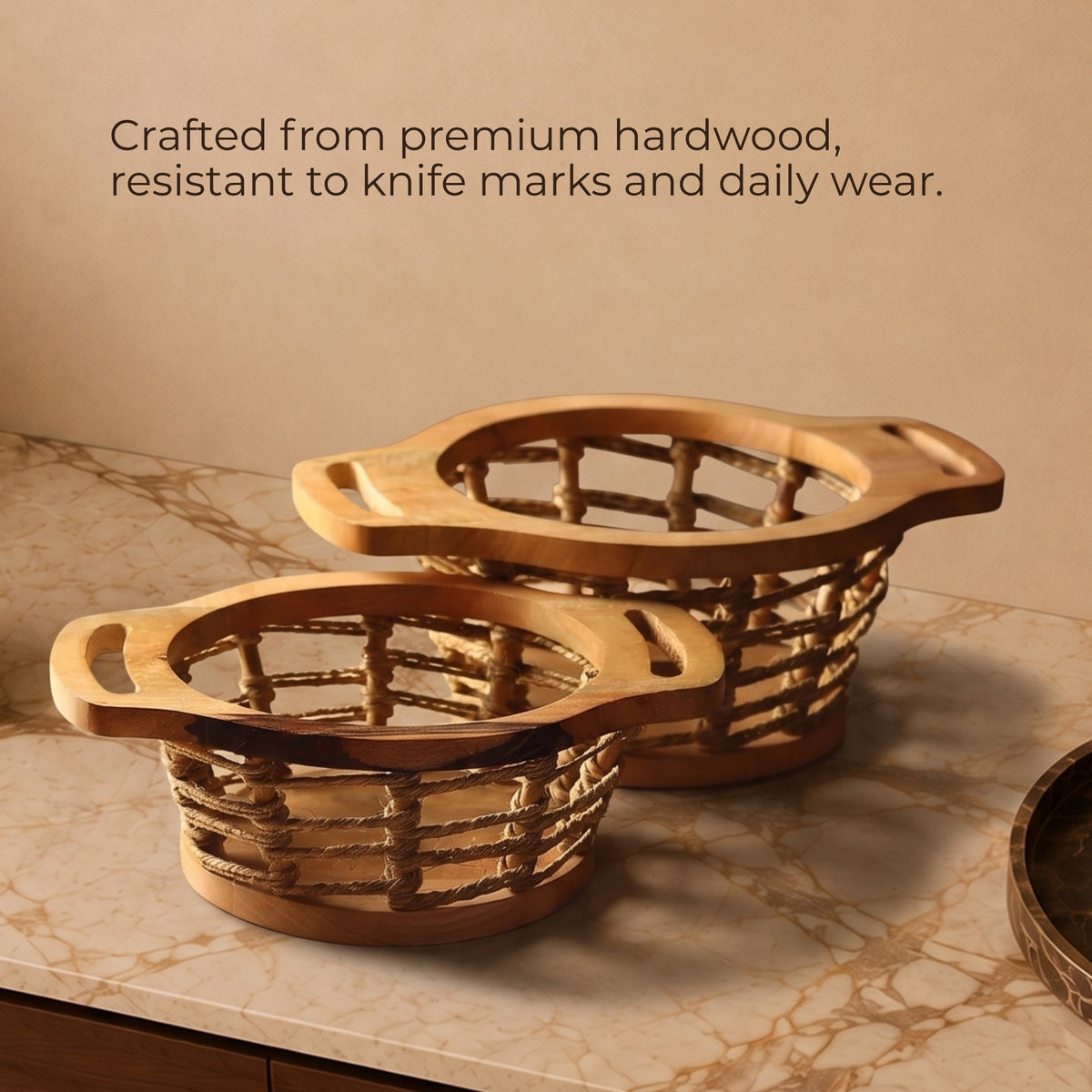 Jute Fruit Basket (Set of 2) – handcrafted decor piece by Yura Designs