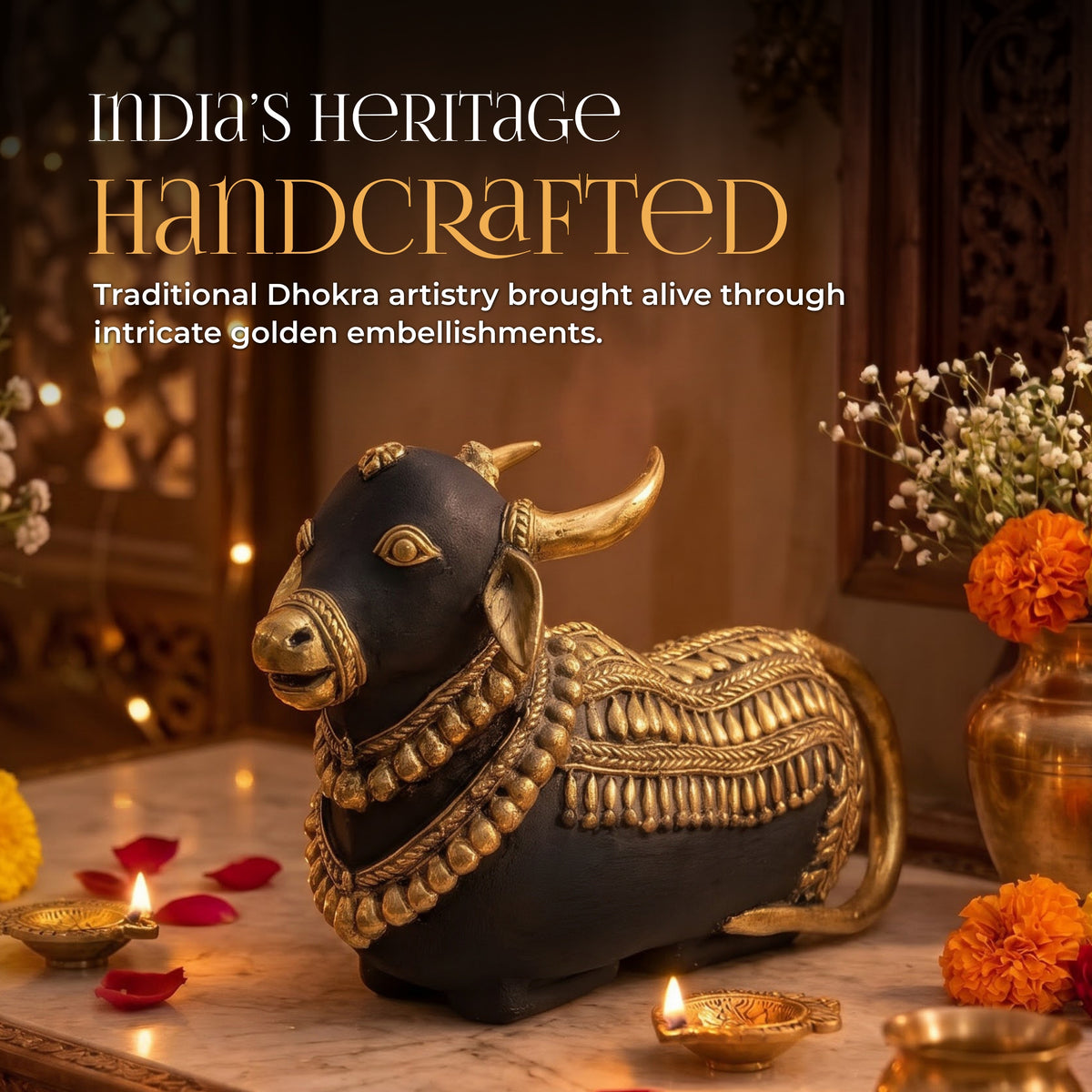 Black & Gold Dhokra Nandi