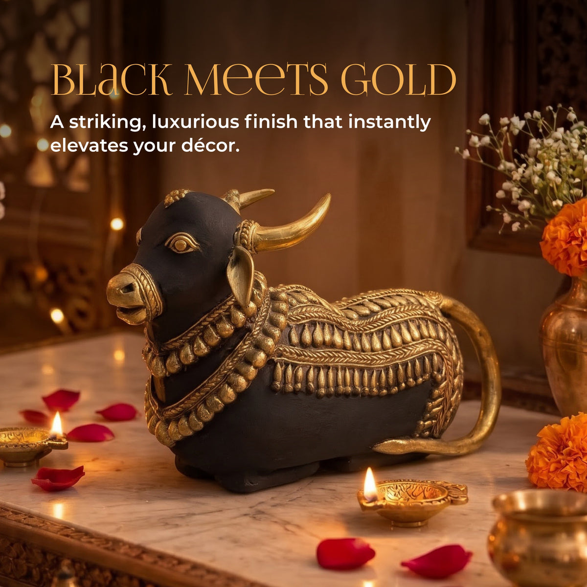 Black & Gold Dhokra Nandi