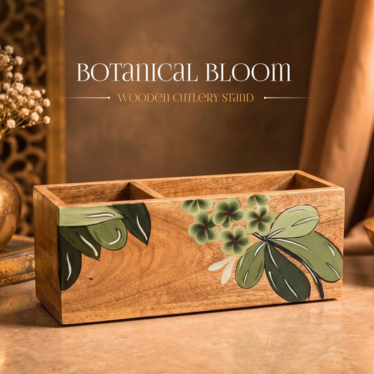 YuRa Botanical Bloom Wooden Cutlery Stand