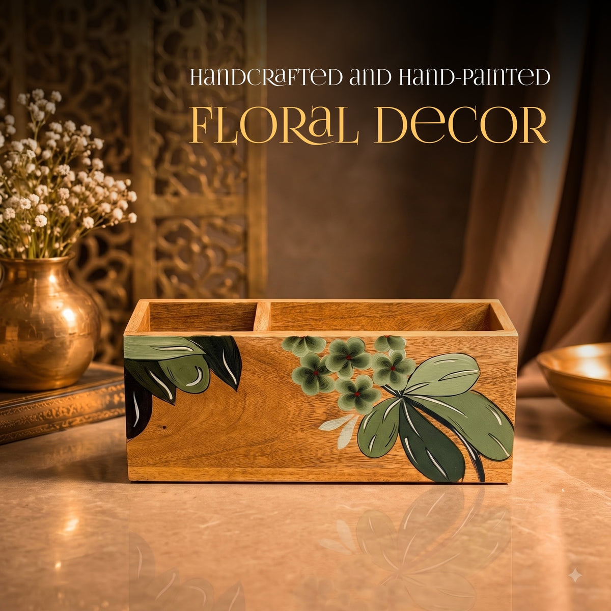 YuRa Botanical Bloom Wooden Cutlery Stand