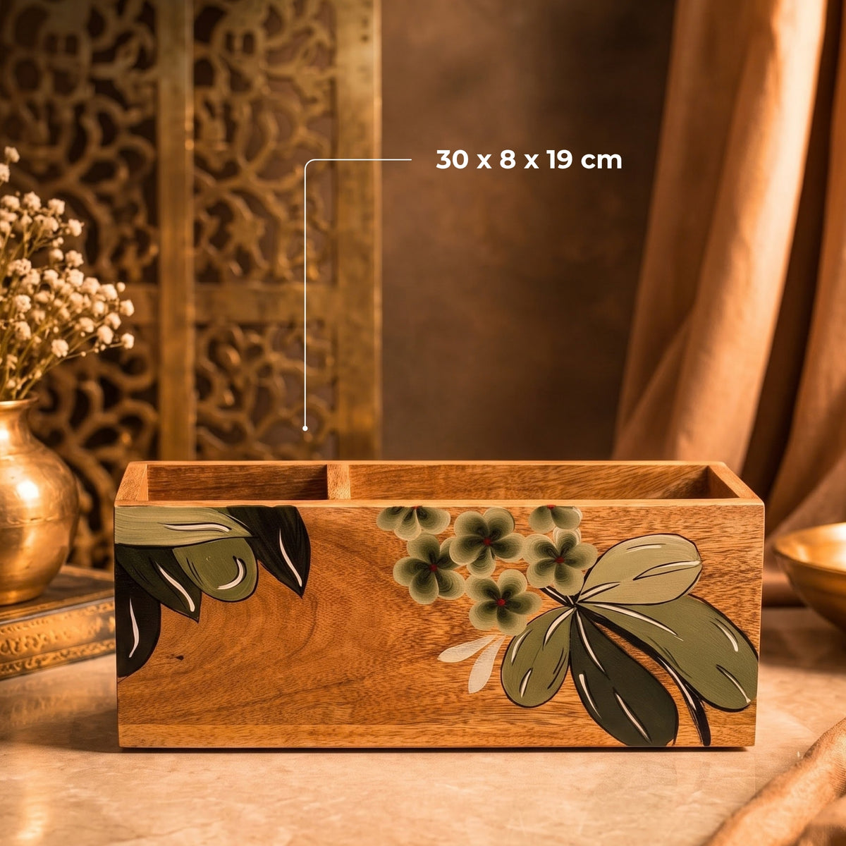YuRa Botanical Bloom Wooden Cutlery Stand