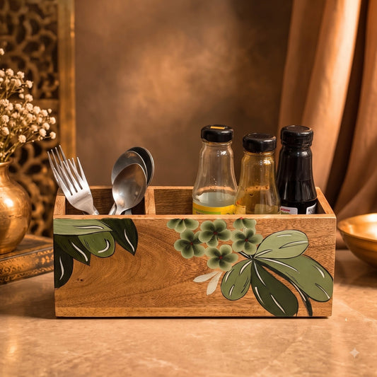 YuRa Botanical Bloom Wooden Cutlery Stand