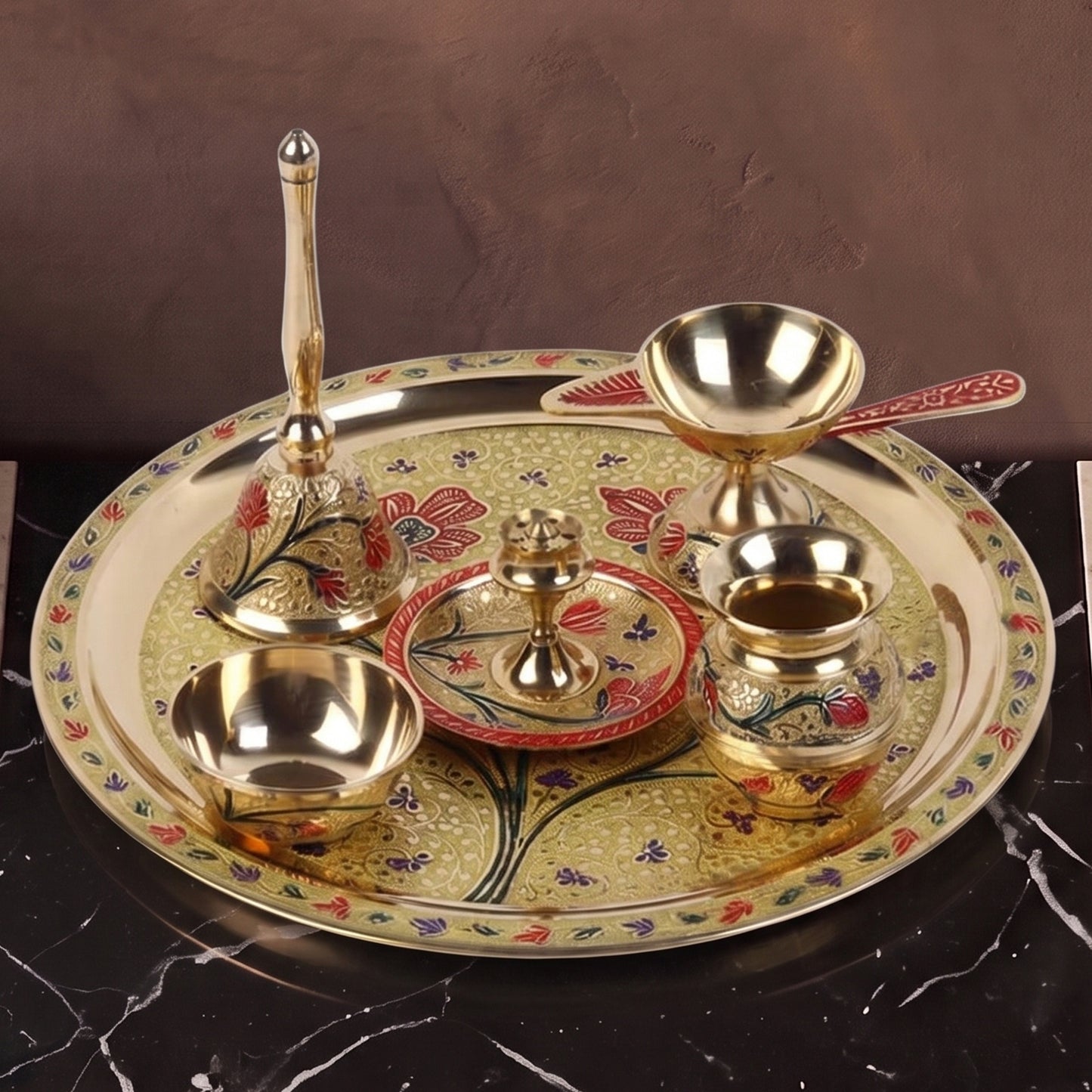 Brass Puja Thali Set - Traditional Grandeur for Every Celebration