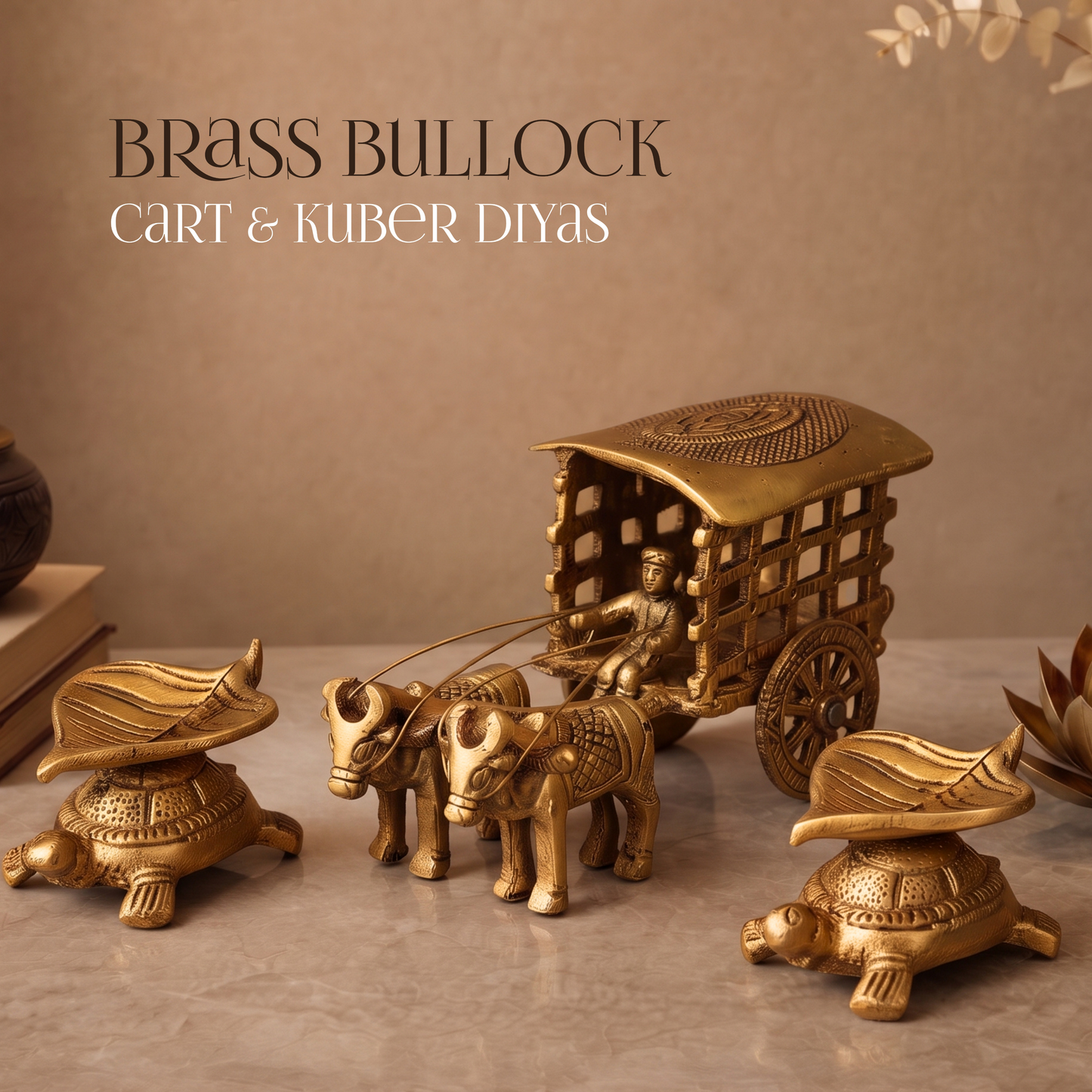 Brass Bullock Cart & Kuber Diyas