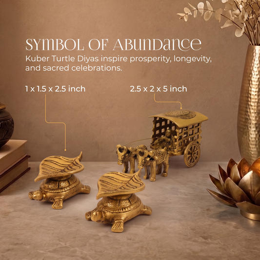 Brass Bullock Cart & Kuber Diyas