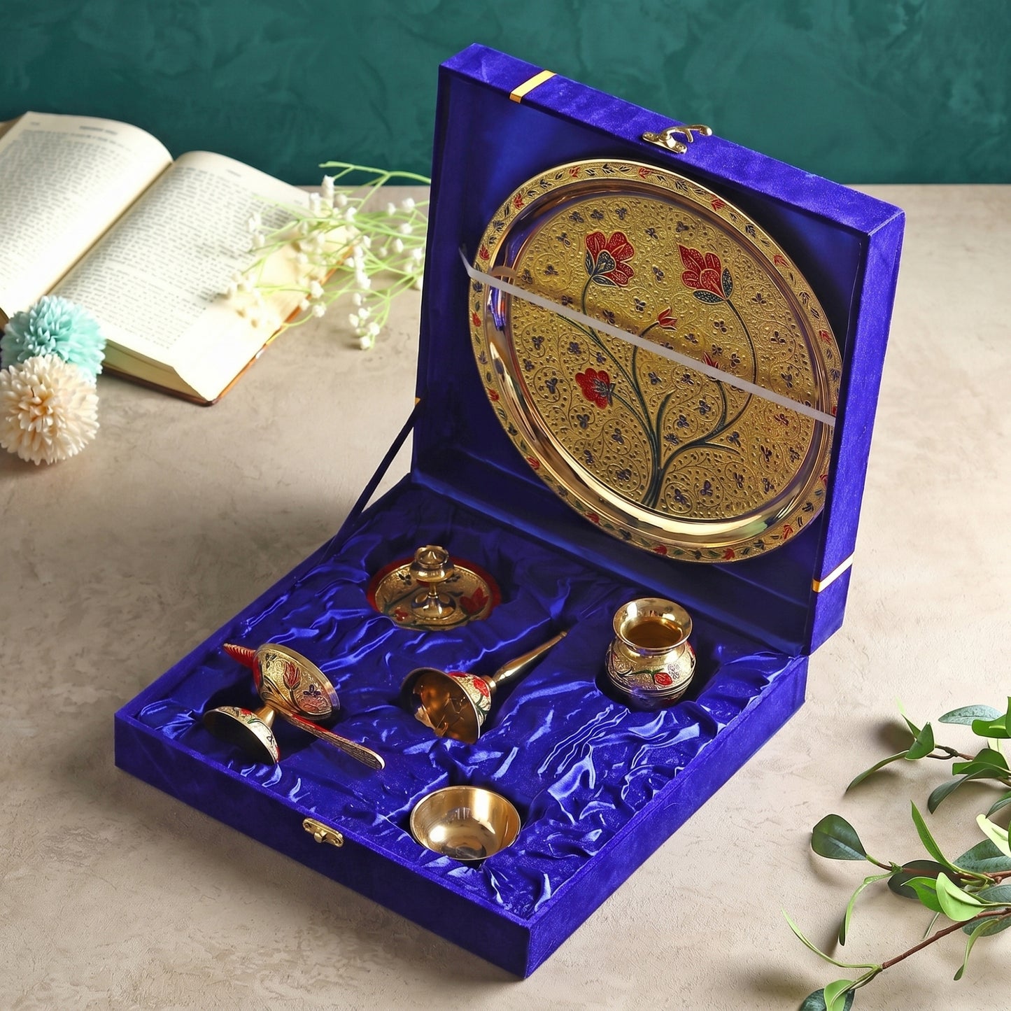 Brass Puja Thali Set - Traditional Grandeur for Every Celebration
