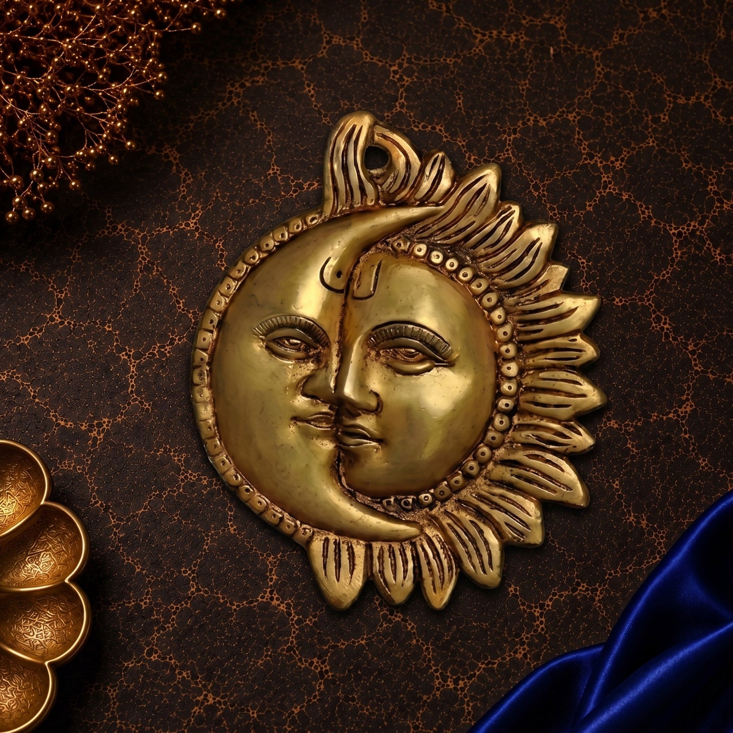 Brass Surya-Chandra Wall Hanging