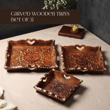 Carved Wooden Trays (Set of 3)