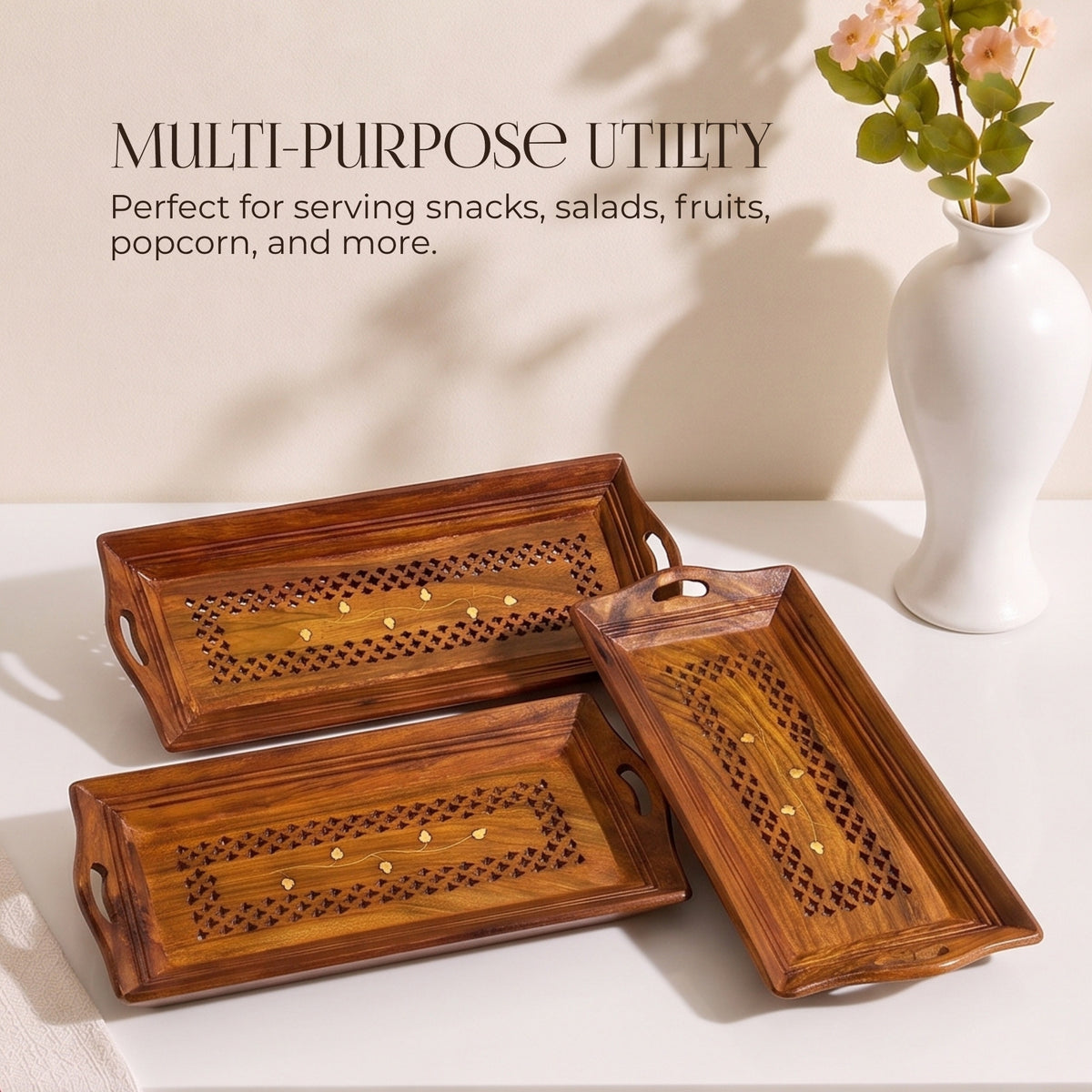 Coffee Tray Set (Set of 3) – handcrafted decor piece by Yura Designs