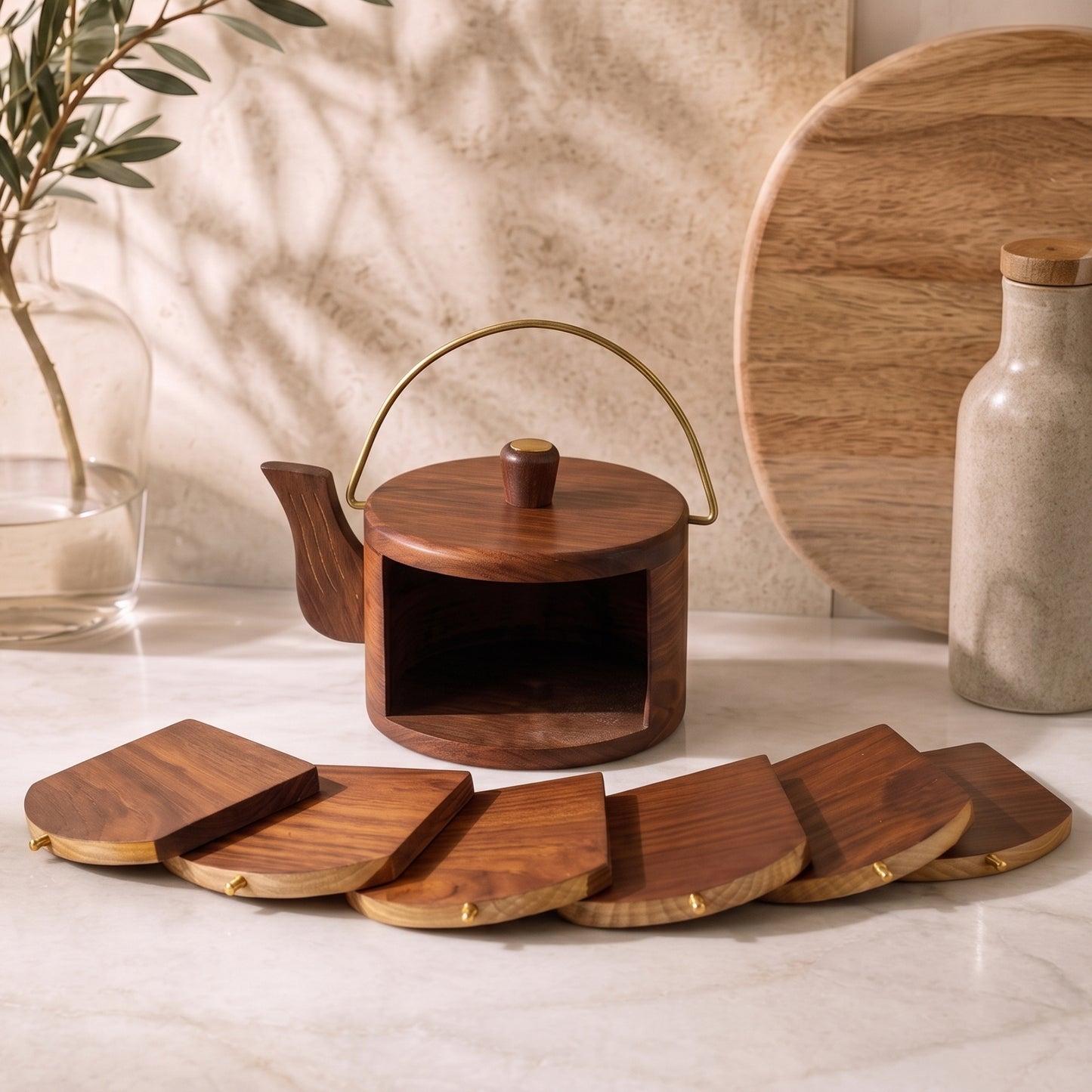 Coffee Tray (Set of 3) + Kettle Coaster (set of 6)