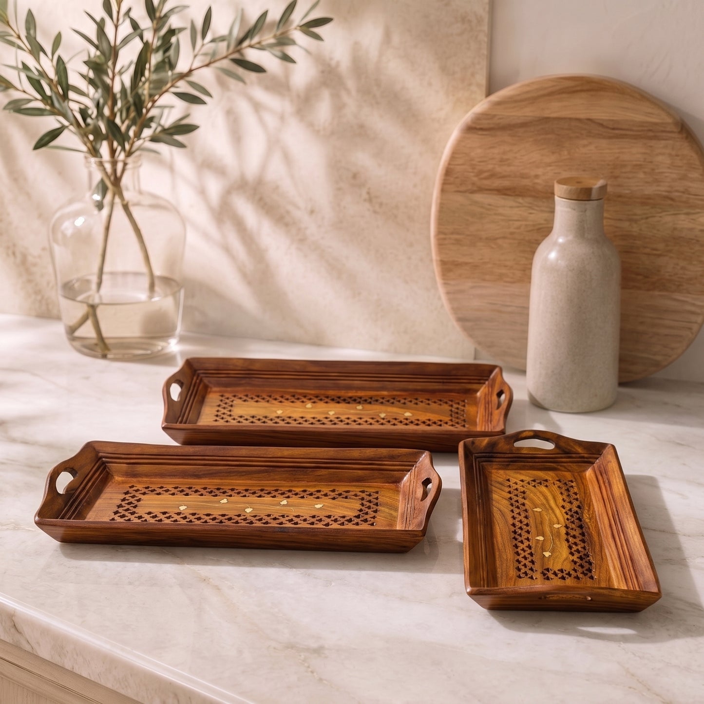 Coffee Tray (Set of 3) + Kettle Coaster (set of 6)