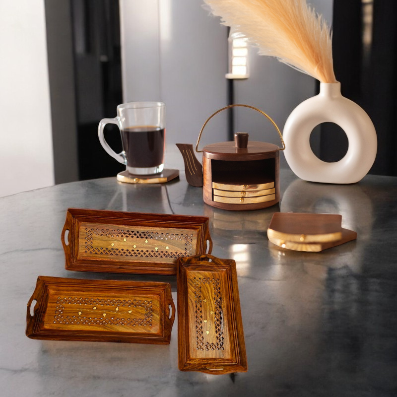 Coffee Tray (Set of 3) + Kettle Coaster (set of 6)