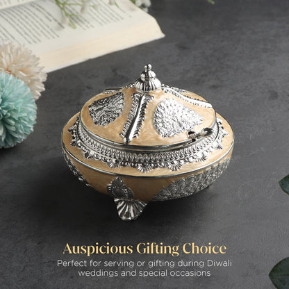 German Silver Bowl With Spoon