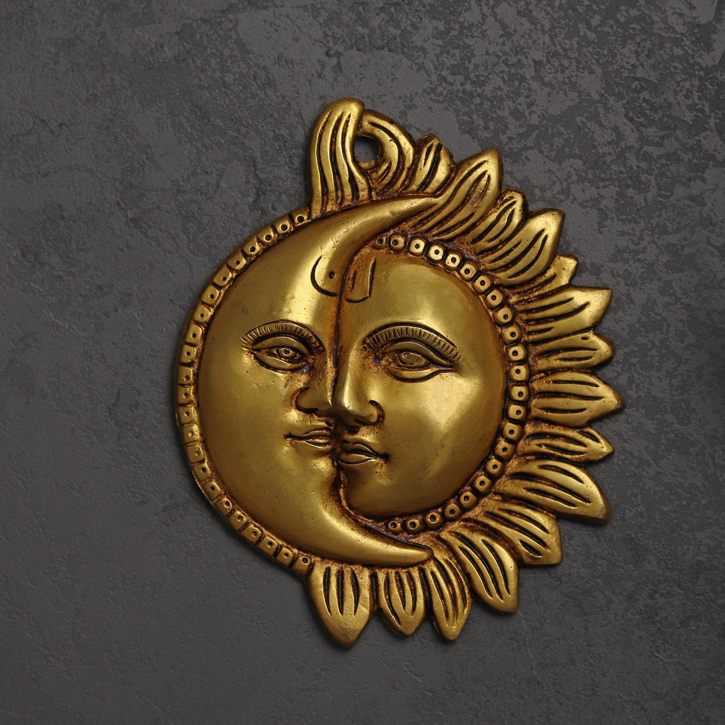 Brass Surya-Chandra Wall Hanging