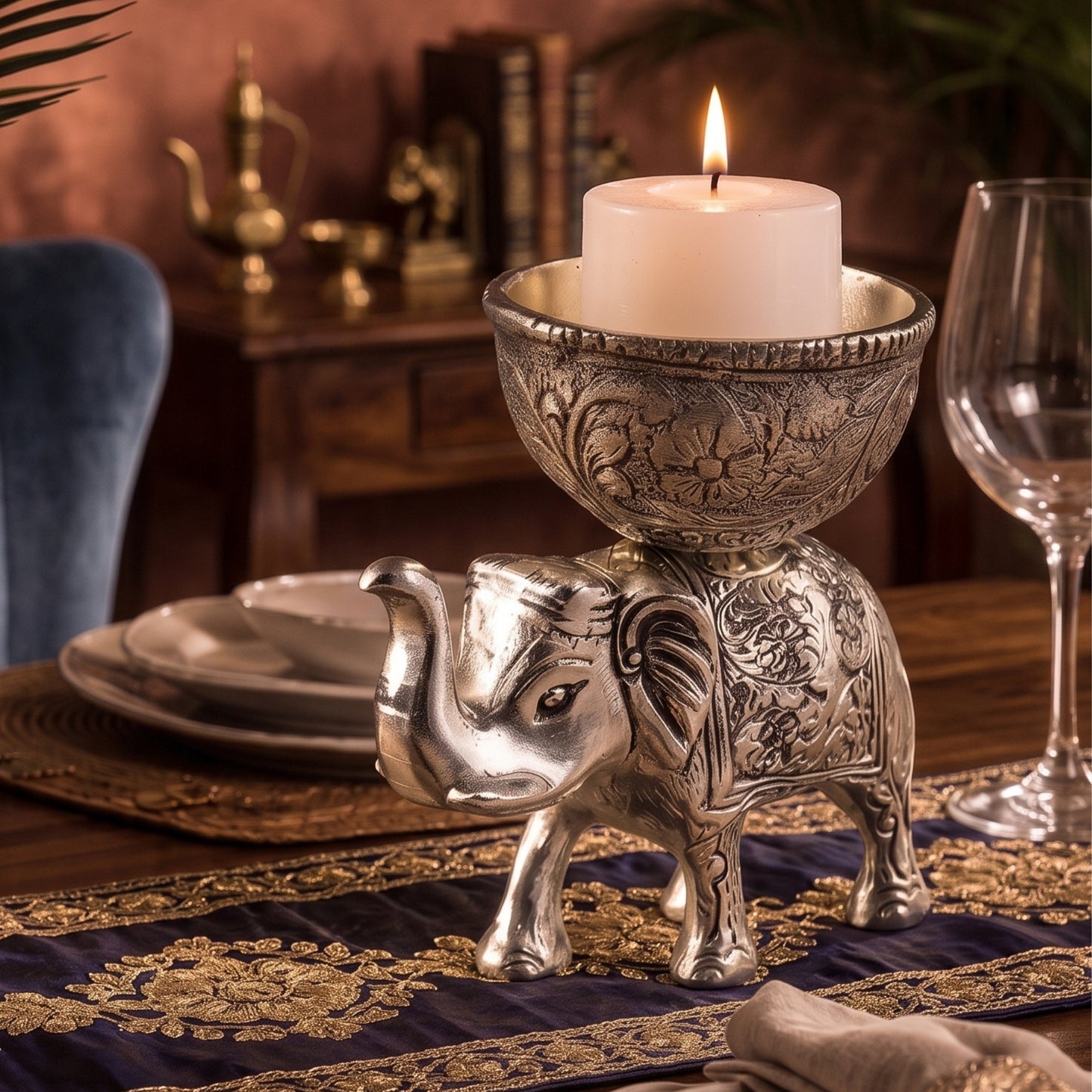 EleGlow Elephant Décor T-Light Holder