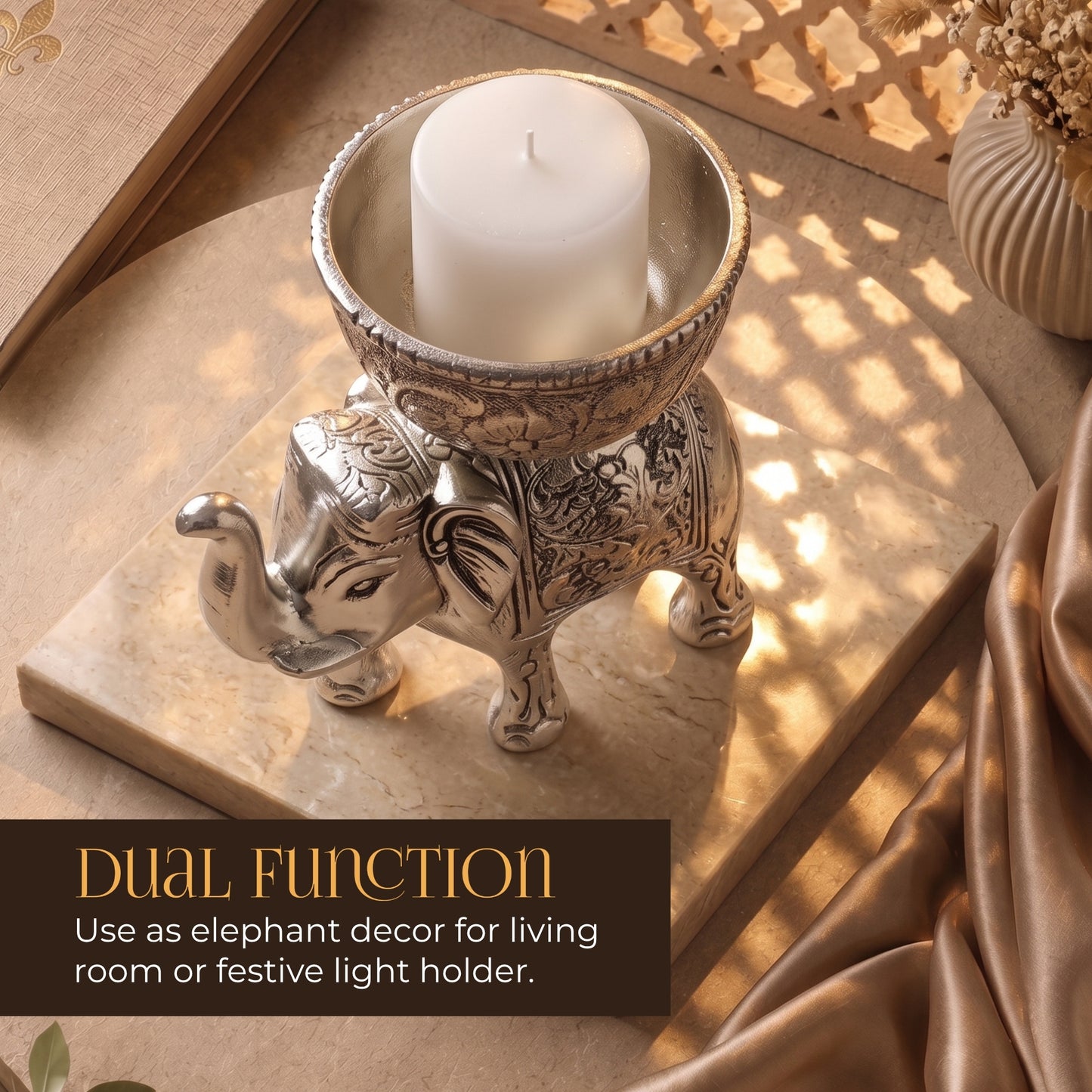 EleGlow Elephant Décor T-Light Holder