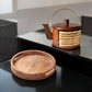 Elegant Wooden Round tray + Kettle Coaster (set of 6)
