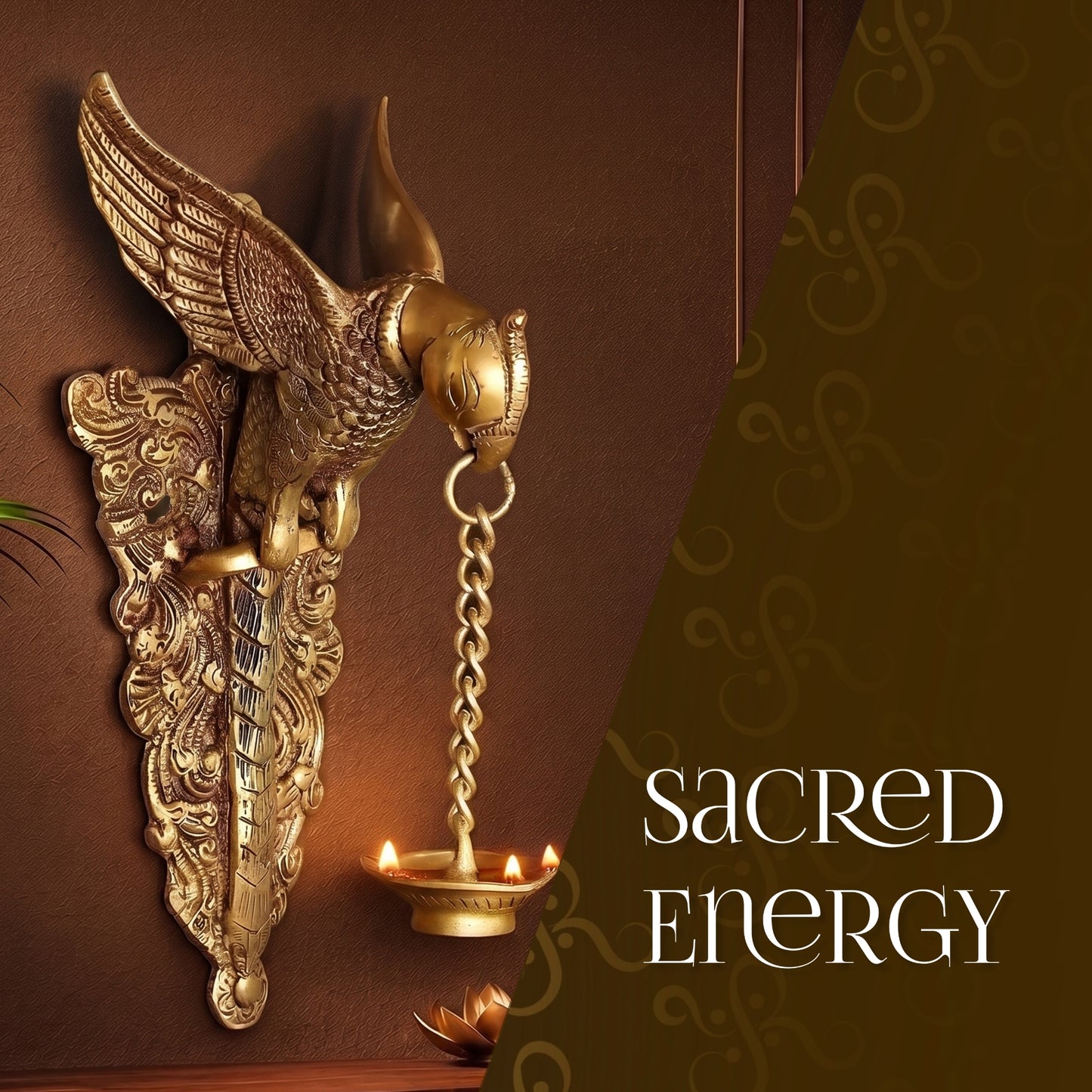 Garuda Wall Hanging Brass Diya Lamp