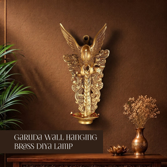 Garuda Wall Hanging Brass Diya Lamp